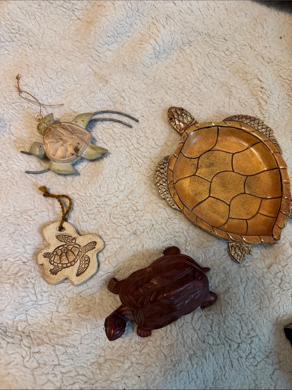 Turtle Decorative Trinket Dish and Figurines  Lot Set
